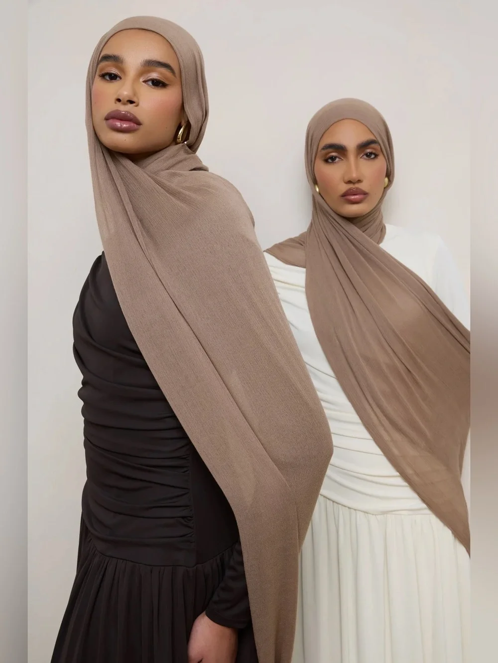 Veiled Collection Modal Crinkle Hijab - Truffle Fringe